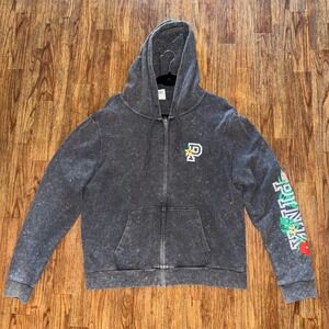 PINK Victoria's Secret Acid Wash Floral Zip Hoodie XL
